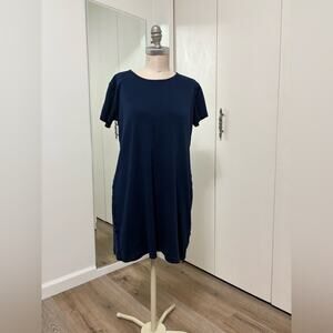 Lands' End Classic Comfy  Navy Cotton Short Sleeve T-Shirt Dress Medium
